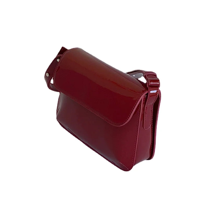 Ladies Retro Patent Leather Small Square Shoulder Messenger Bag