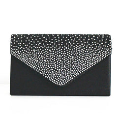 Ladies Satin Clutches Crystal Bling Handbags Wedding Party Purse