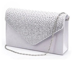 Ladies Satin Clutches Crystal Bling Handbags Wedding Party Purse