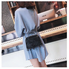 Sequins Crossbody Bag For Women Small Shoulder Messenger Bag with Tassel