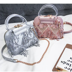Sequins Crossbody Bag For Women Small Shoulder Messenger Bag with Tassel