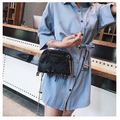 Sequins Crossbody Bag For Women Small Shoulder Messenger Bag with Tassel