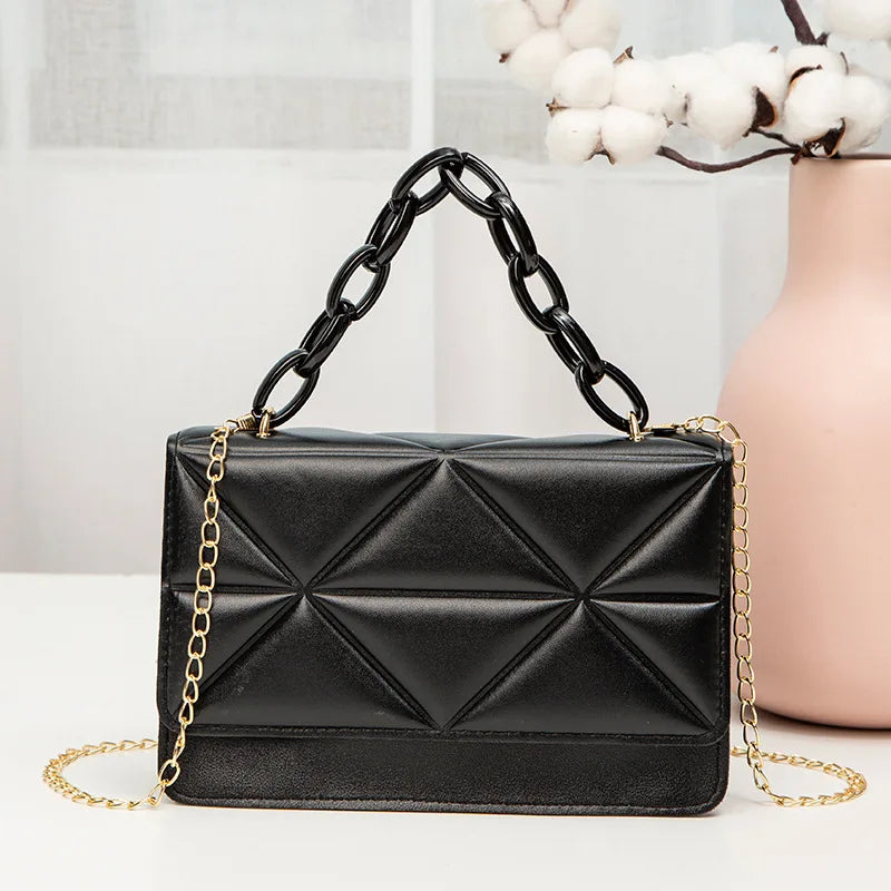 Women's Clover Pillow Bag Small Square Handbag Plaid Messenger