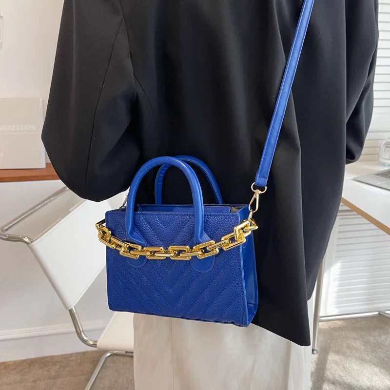 Square Pu Leather Shoulder Bag Chain Messenger Handbag