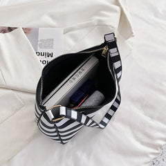 Vintage Leather Shoulder Bag Striped Street Shopping Handbag