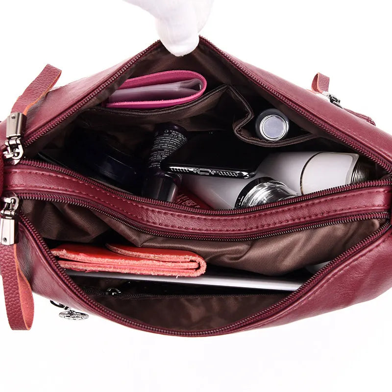 High-Quality Leather Women Handbag Messenger Shoulder Bag