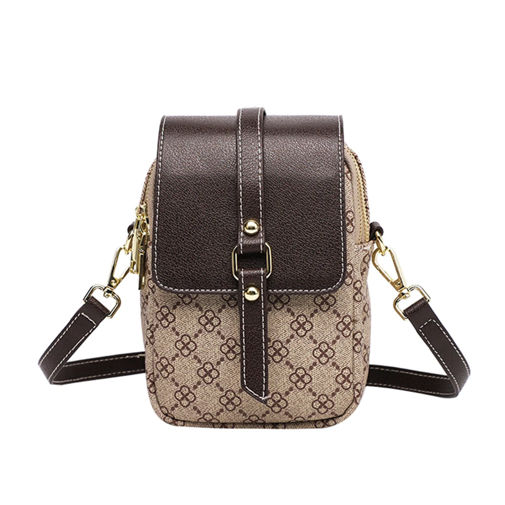 Vintage Leather Crossbody Shoulder Bag for Women Small Cell Phone Handbag