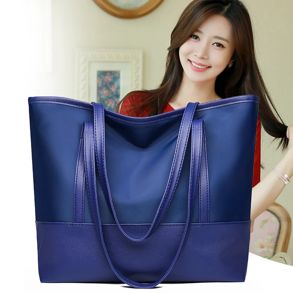 Women Large Capacity Splicing Shoulder Bag Portable Satchel