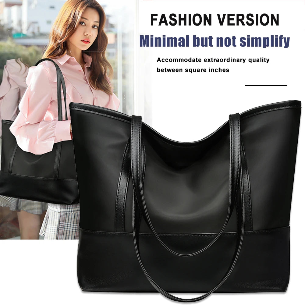 Women Large Capacity Splicing Shoulder Bag Portable Satchel