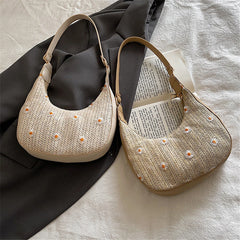 Summer Straw Leather Belt Woven Handbags for Women