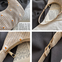 Summer Straw Leather Belt Woven Handbags for Women