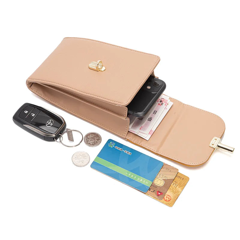 Soft Leather Large Capacity Wallet Phone Messenger Bag for Women