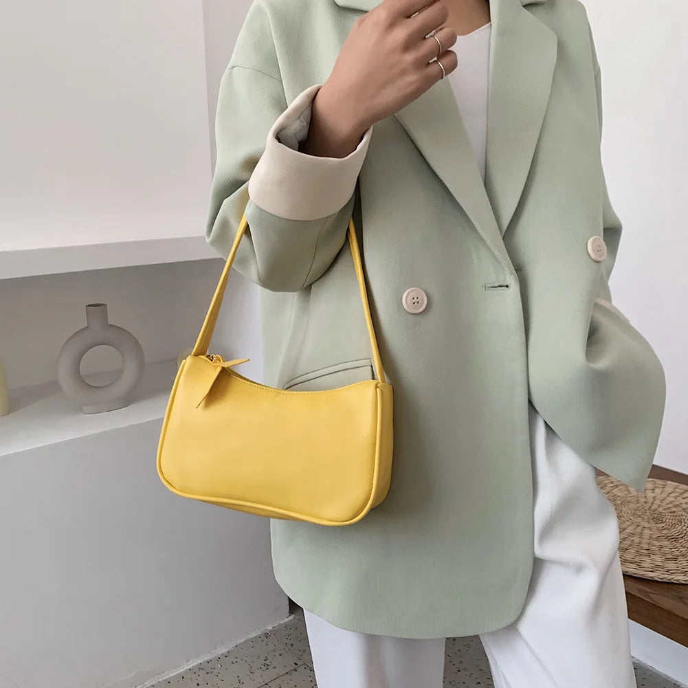 Soft PU Leather Underarm Bag Vintage Totes Handbags