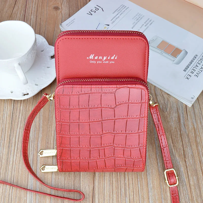 Solid Leather Messenger Bags for Women Large Capacity Single Shoulder Wallet