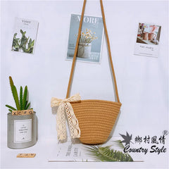 Sweet Style Shoulder Bag Straw Braid Crossbody Messenger Bag