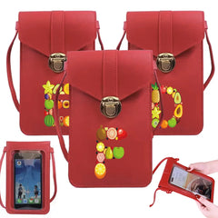Fruit Print Touch Screen Cell Phone Purse Leather Handbag