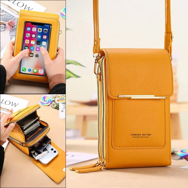 Women's Touch Screen Shoulder Bag with Cell Phone Pocket