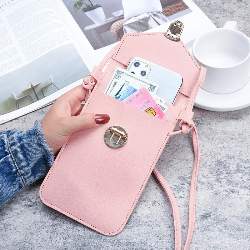Women's Touch Screen Cell Phone Purse Smartphone Wallet PU Leather Handbag
