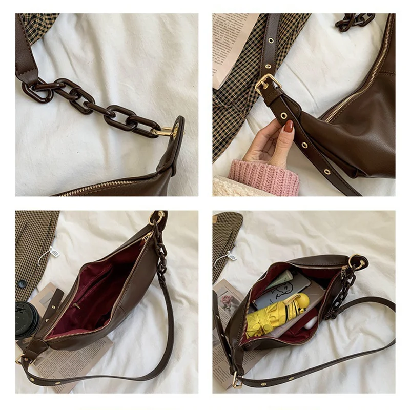 Vintage Hobos Soft Leather Crossbody Handbag