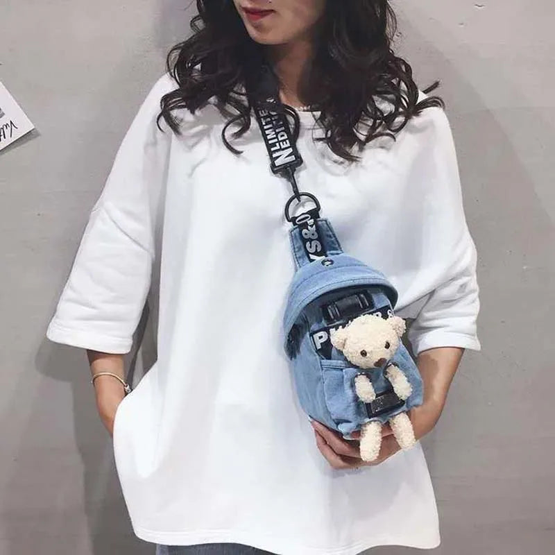 Sweet Bear Waist Bag Casual Canvas Banana Bag