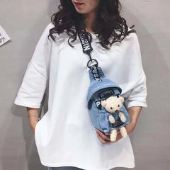 Sweet Bear Waist Bag Casual Canvas Banana Bag