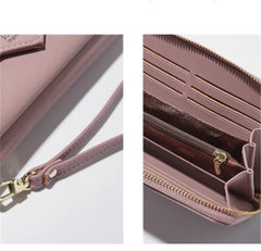 Women's PU Leather Zipper Long Clutch Wallet