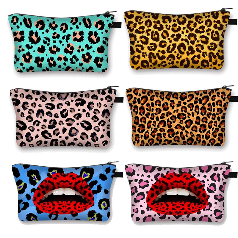 Leopard Print Makeup Bag Water Resistant Organizer Women Multifunction Beauty