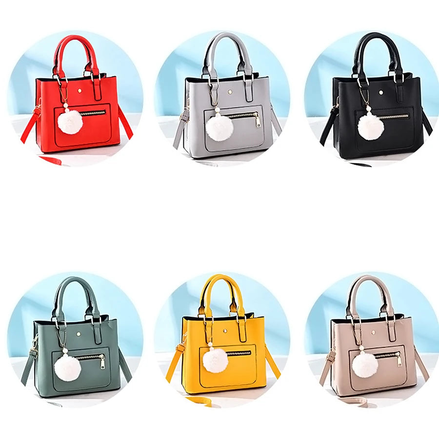 Women's Versatile Shoulder Bag with Hair Ball Handbag