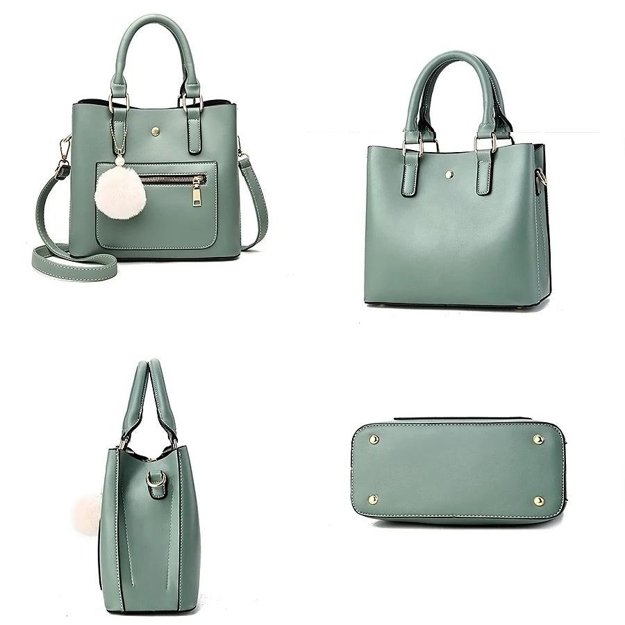 Women's Versatile Shoulder Bag with Hair Ball Handbag