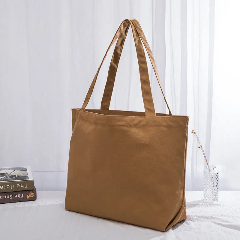 Ladies Canvas Shoulder Bag Japanese Solid Large-Capacity Handbag
