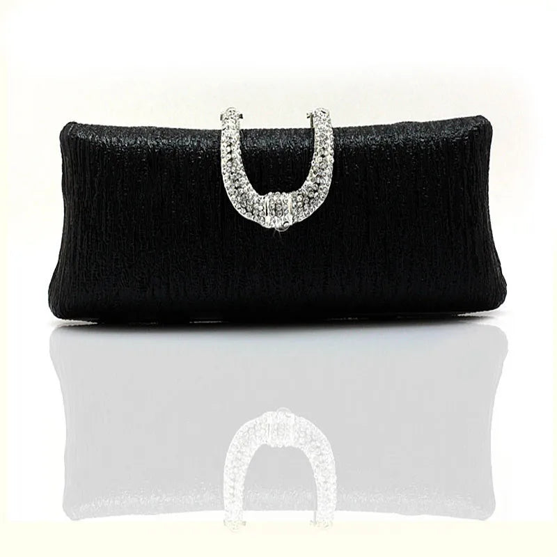 Crystal Diamond Buckle Rose Evening Bag Clutch Wedding Bridal Marry Bag