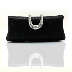 Crystal Diamond Buckle Rose Evening Bag Clutch Wedding Bridal Marry Bag