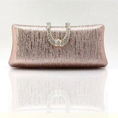 Crystal Diamond Buckle Rose Evening Bag Clutch Wedding Bridal Marry Bag