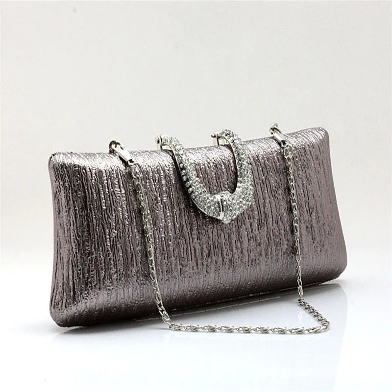 Crystal Diamond Buckle Rose Evening Bag Clutch Wedding Bridal Marry Bag