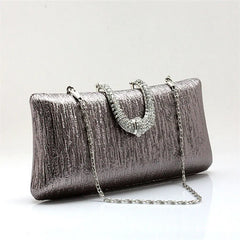 Crystal Diamond Buckle Rose Evening Bag Clutch Wedding Bridal Marry Bag