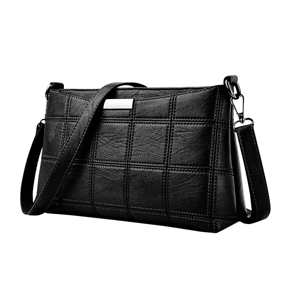 Casual Leather Plaid Messenger Bag Single Shoulder Solid Small Square Bag