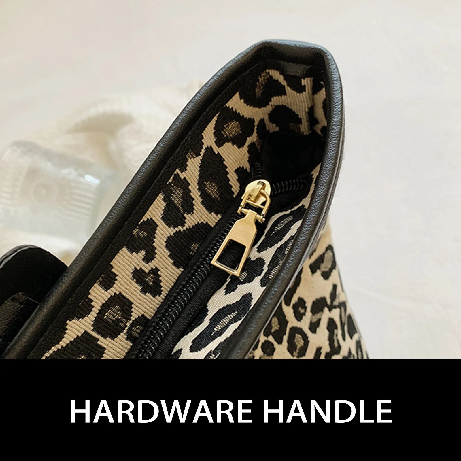 Leopard Print Zipper Shoulder Bag - Large Capacity