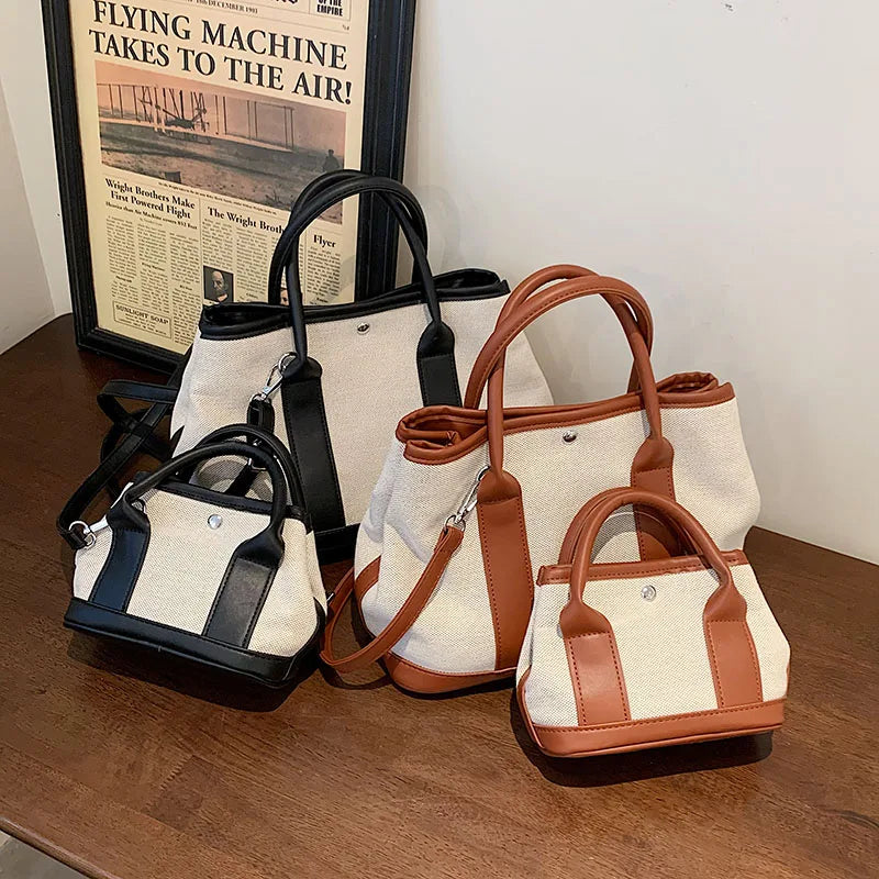 Women's Messenger Handbag Contrast PU Leather Travel Shoulder Bag