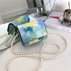 Colorful Beaded Small Square Bag Diagonal Shoulder Bag