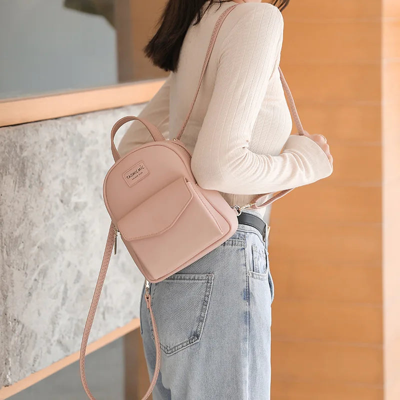 Ladies Mini Backpack PU All-Match Small School Travel Bag