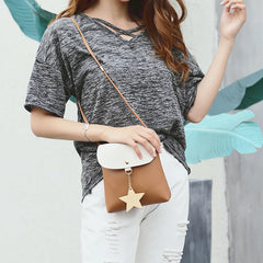 Solid PU Leather Shoulder Bag - Casual Mini Messenger Handbag