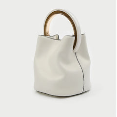 Vintage Chains Crossbody Handbag Women Ring Bucket Bag