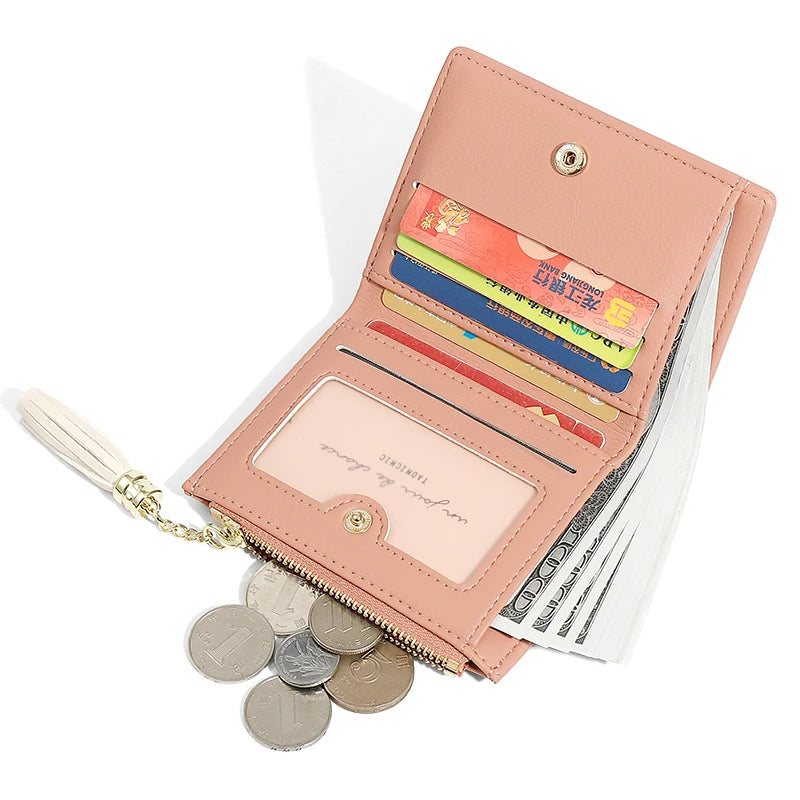 Ladies Zipper Wallet Girl Short Two-Fold Multi-Card Wallet Mini Clutch