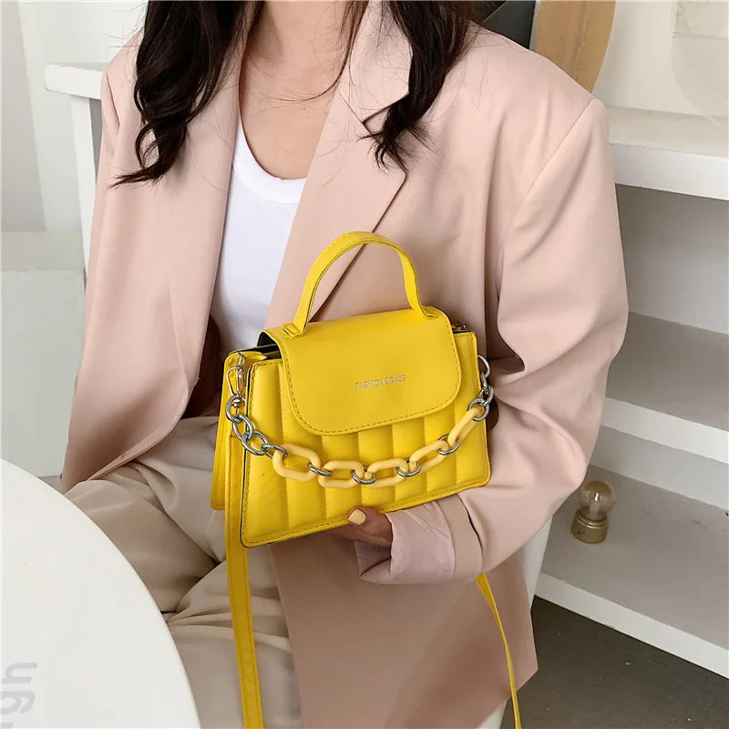 Ladsoul Pu Leather Crossbody Bag Small Shoulder Bag Chain Flap Bag