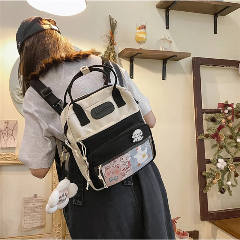 Ladsoul Nylon Small School Bags Flower Travel Backpack