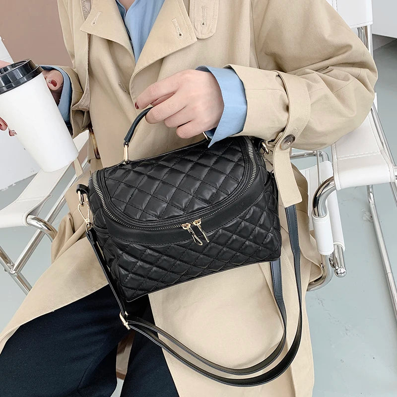 High Leather Handbag Round Crossbody Bags for Women Shoulder Bags Tote Bag