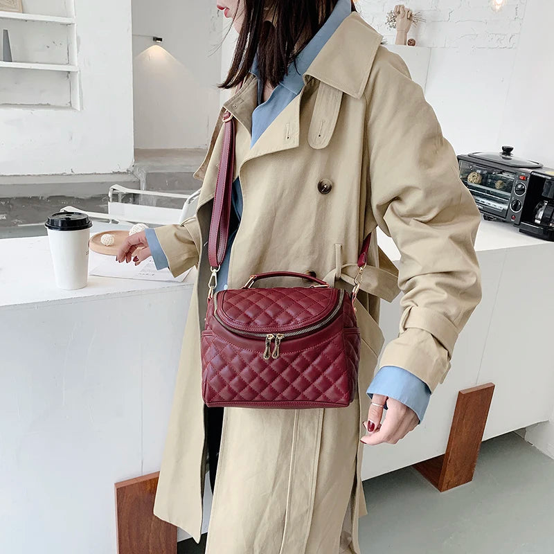 High Leather Handbag Round Crossbody Bags for Women Shoulder Bags Tote Bag