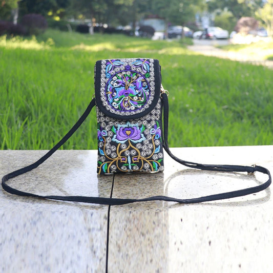 Embroidered Crossbody Shoulder Bag Wallet Purse