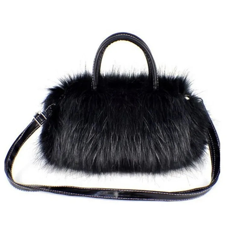 Lady Girl Faux Rabbit Fur Handbag Shoulder Messenger Bag Tote