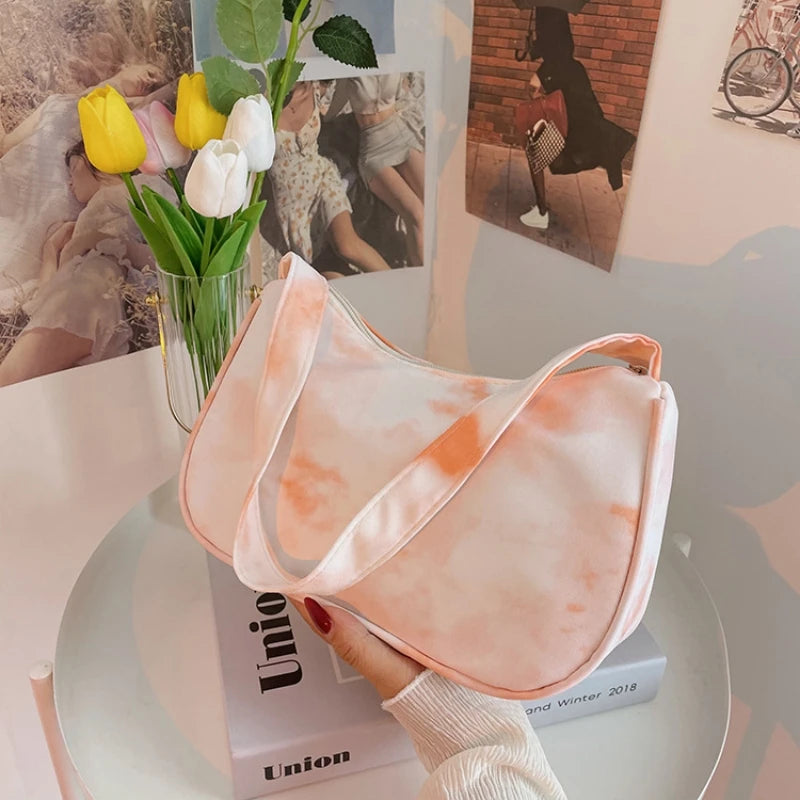 Japanese Style Lady Handbag Shoulder Bag Nylon Clutch Zipper Purse